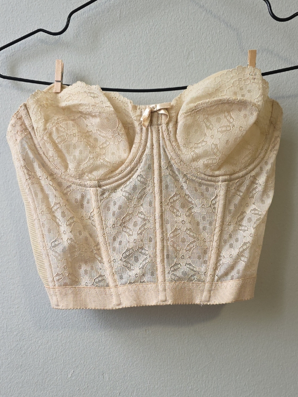 Lace Longline Bandeau Bustier in Cream